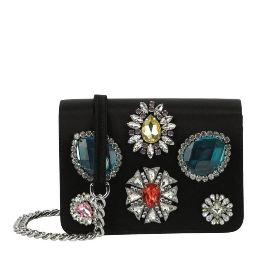 AW23 MOSCHINO Couture Jeremy Scott Black Oversized Faux Diamonds Shoulder Bag